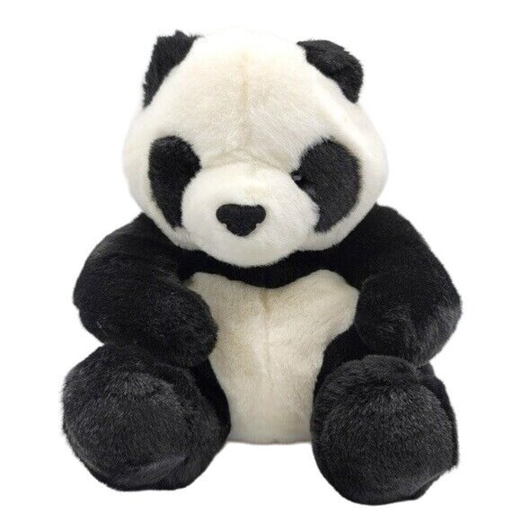 Aurora Realistic Panda Bear Plush Black White 12.5" Sitting Stuffed A&A VTG - Picture 1 of 10